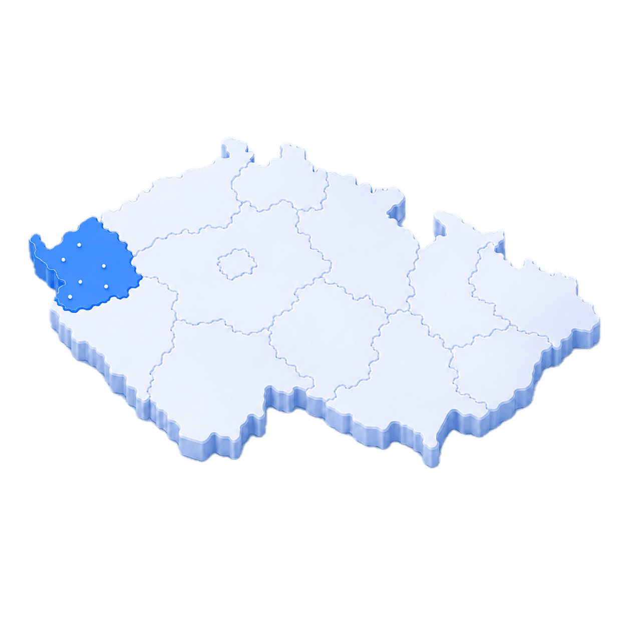 Mapa České republiky se zvýrazněnou oblastí Karlovy Vary a Sokolov